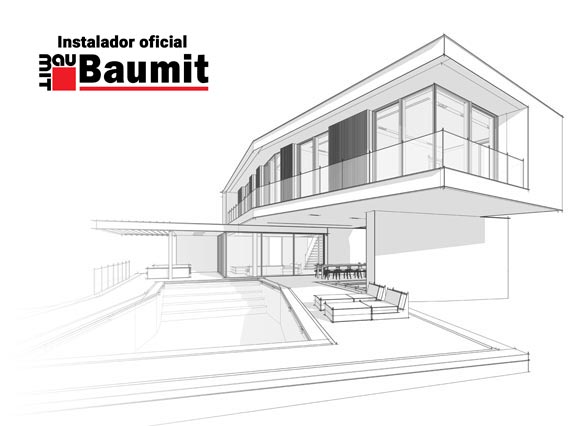 Dibujo casa fachada aislante instalador oficial Baumit